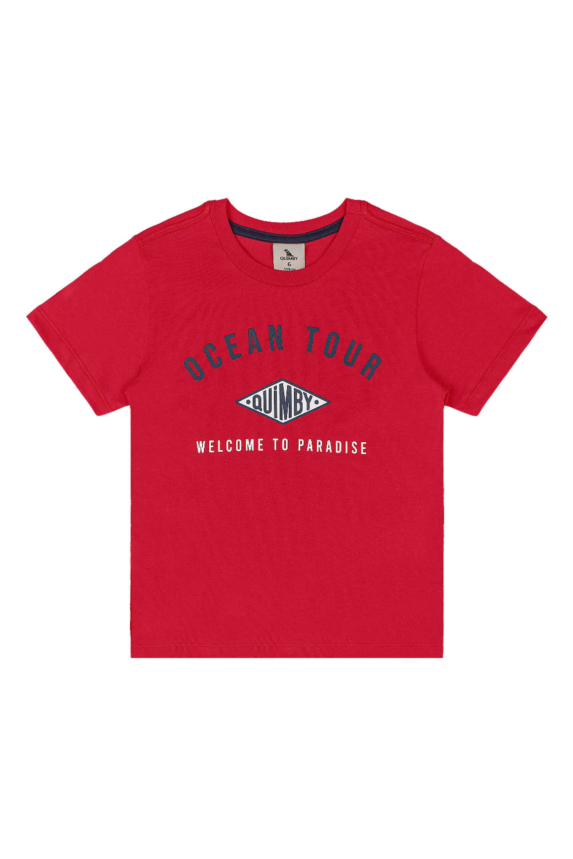 Conjunto Infantil com Camiseta e Bermuda Listrada (Vermelho) Quimby - Imagem 9